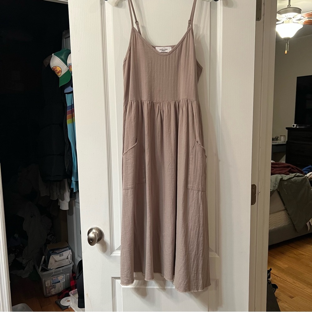 Carly Jean Los Angeles Tan Midi Dress